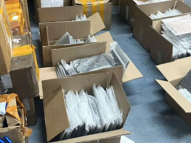 Purchased units bubble-wrapped and boxed for dispatch